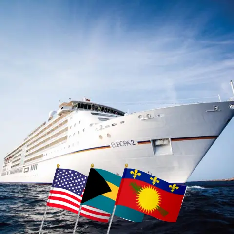 Cruise in the Eastern Caribbean from Miami aboard MS EUROPA 2 ship with visits to USA, Bahamas, Puerto Rico, Saint Barthélemy, Guadeloupe, Saint Martin, and British Virgin Islands for 15 days