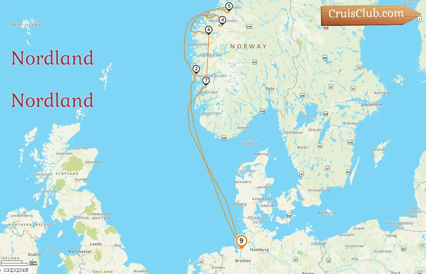 Cruzeiro no Norte a partir de Bremerhaven a bordo do navio Amera com visitas à Alemanha e Noruega por 9 dias