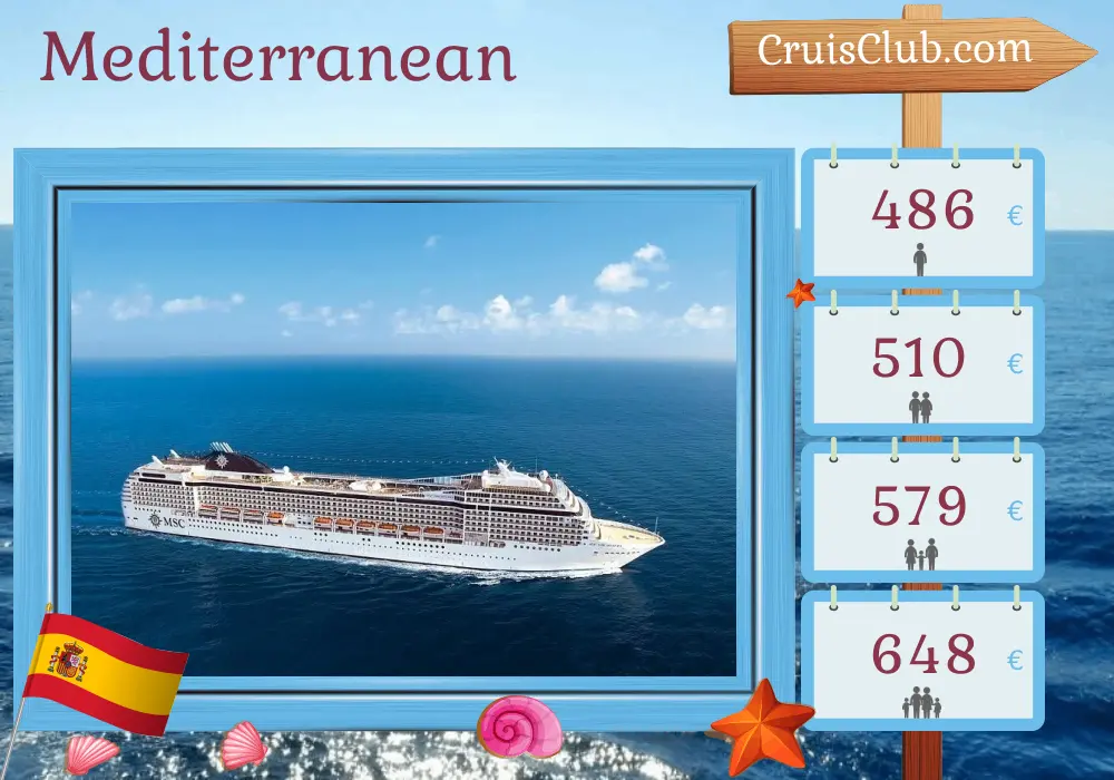 Cruise in the Mediterranean from Tarragona aboard MSC Orchestra ship with visits to Spain for 3 days