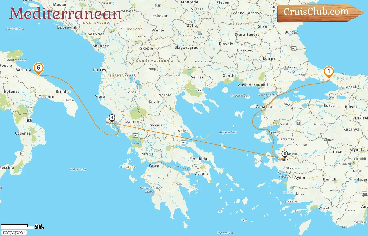 Cruise in the Mediterranean from Istanbul to Bari aboard MSC Sinfonia ship with visits to Turkey, Greece, and Italy for 6 days