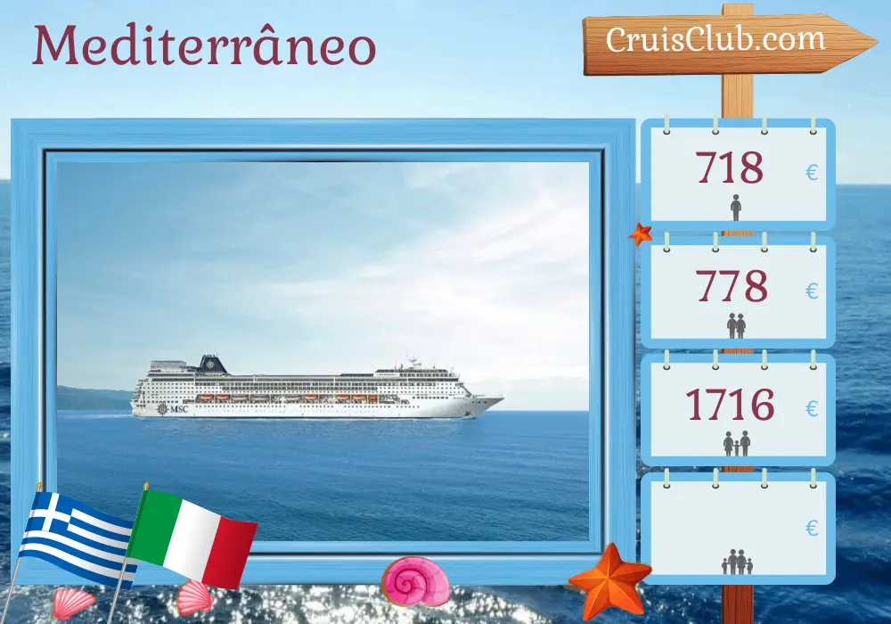 Cruzeiro no Mediterrâneo de Istambul a Bari a bordo do navio MSC Sinfonia com visitas à Turquia, Grécia e Itália por 6 dias