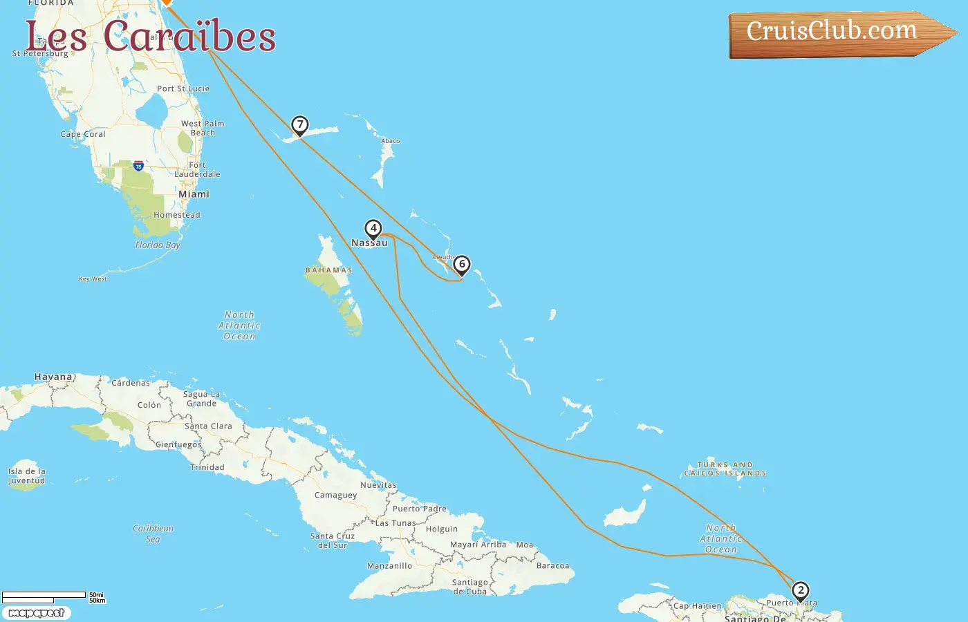 Croisière dans les Caraïbes au départ de Port Canaveral / Orlando à bord du navire Mardi Gras avec des escales aux États-Unis, en République dominicaine et aux Bahamas pendant 8 jours