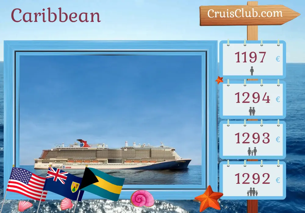 Cruise in the Caribbean from Miami aboard Carnival Celebration ship with visits to USA, Dominican Republic, and Bahamas for 8 days