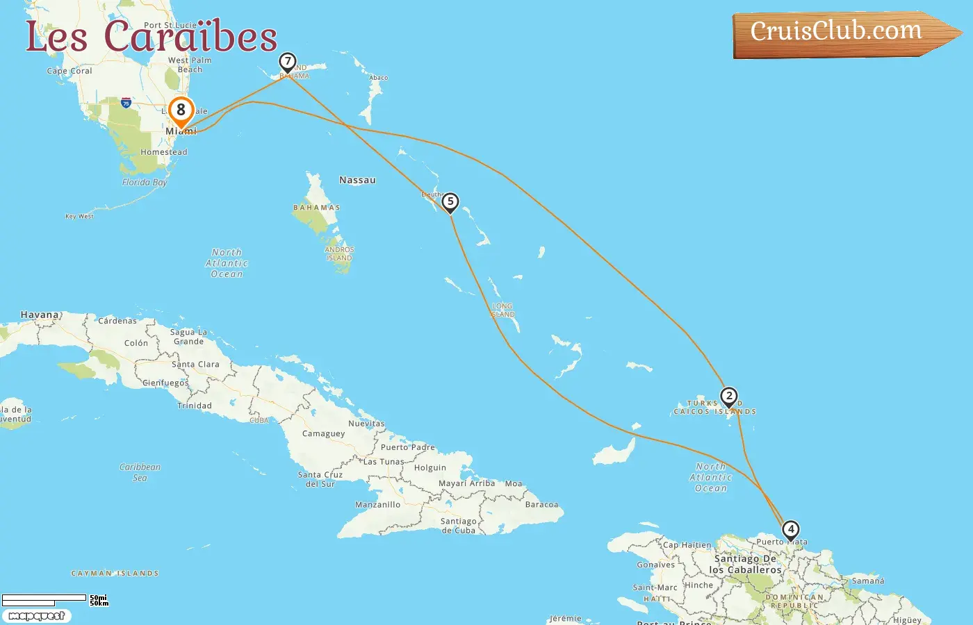 Croisière dans les Caraïbes au départ de Miami à bord du navire Carnival Celebration avec escales aux États-Unis, en République dominicaine et aux Bahamas pendant 8 jours