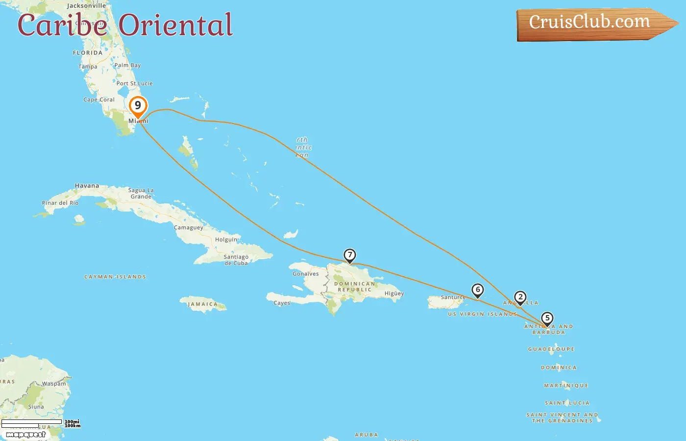 Cruzeiro no Caribe Oriental a partir de Miami a bordo do navio MSC Meraviglia com visitas aos EUA e República Dominicana por 9 dias