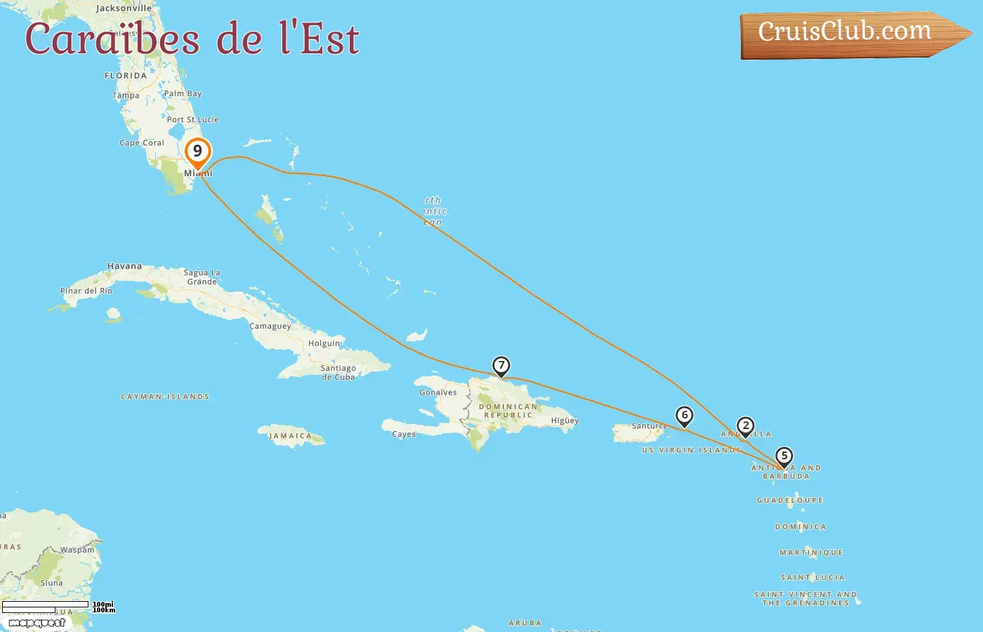 Croisière dans les Caraïbes de l`Est au départ de Miami à bord du navire MSC Meraviglia avec escales aux États-Unis et en République dominicaine pendant 9 jours