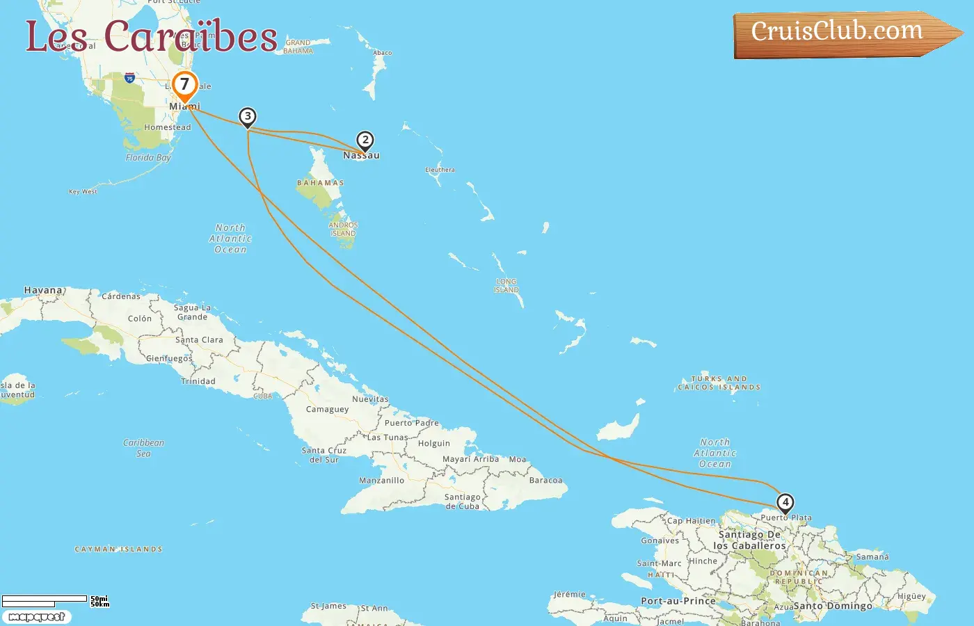 Croisière dans les Caraïbes au départ de Miami à bord du navire MSC Meraviglia avec des arrêts aux États-Unis, aux Bahamas et en République dominicaine pendant 7 jours