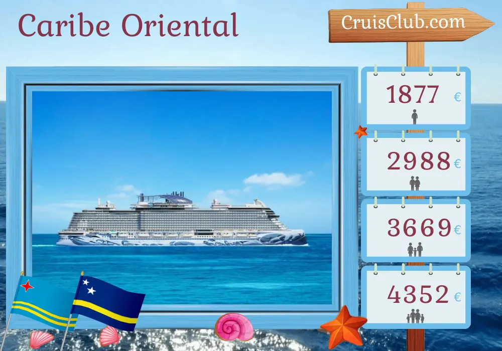Crucero por el Caribe Oriental desde Saint John a bordo del barco Norwegian Prima con visitas a Puerto Rico, Islas Vírgenes Británicas, Aruba y Curazao durante 8 días
