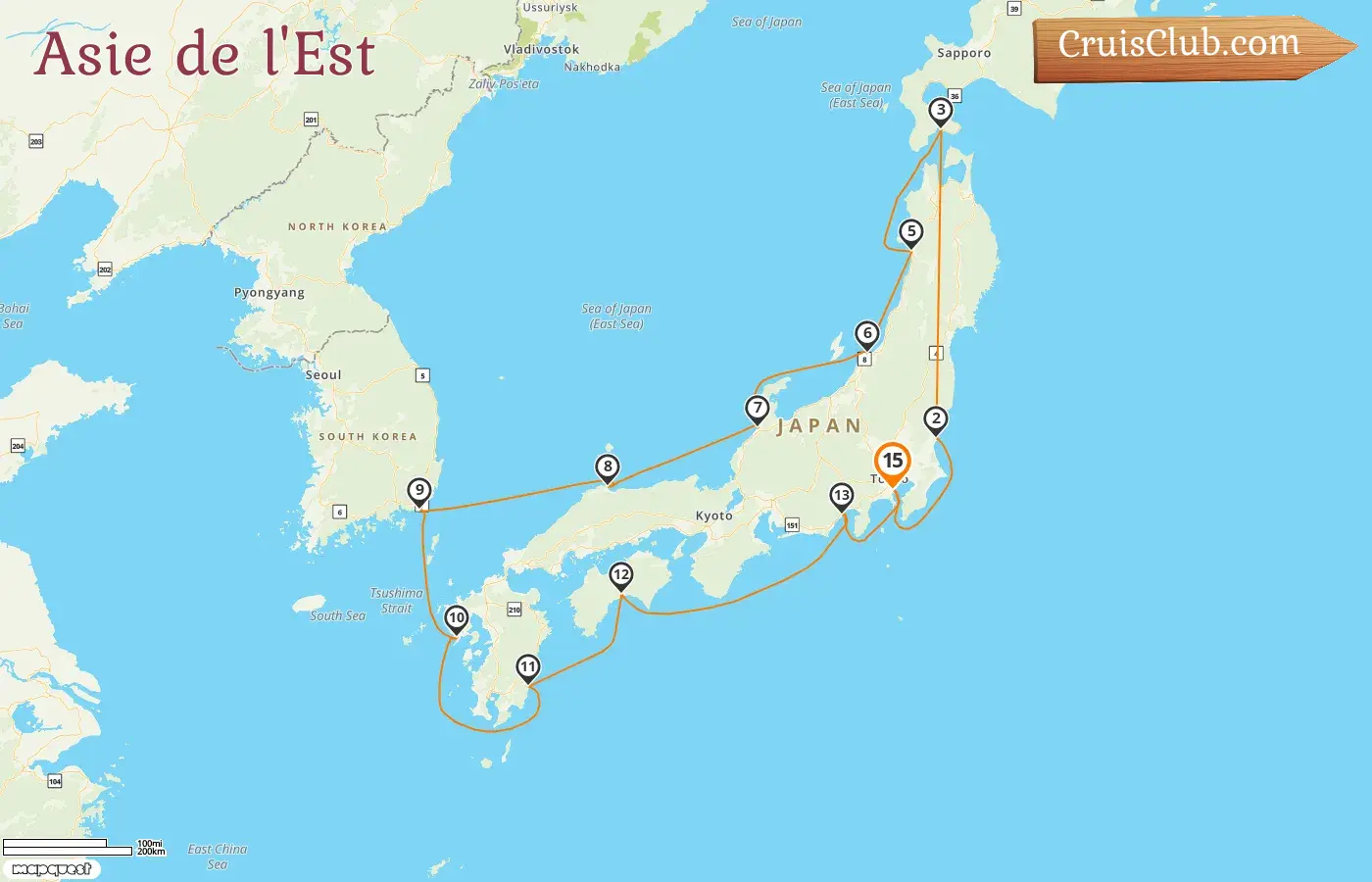 Croisière en Asie de l`Est depuis Yokohama à bord du navire Diamond Princess avec des visites au Japon et en Corée du Sud pendant 15 jours