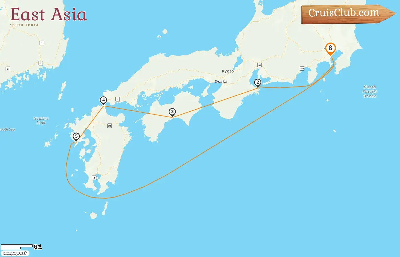 Cruise in the East Asia from Yokohama aboard Diamond Princess ship with visits to Japan for 8 days