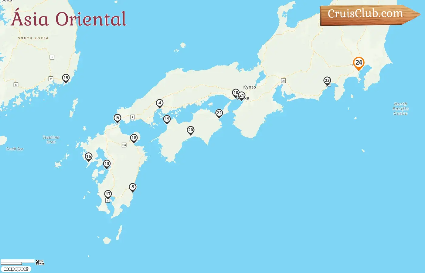Cruzeiro no Leste da Ásia a partir de Yokohama a bordo do navio Diamond Princess com visitas ao Japão e Coreia do Sul por 24 dias