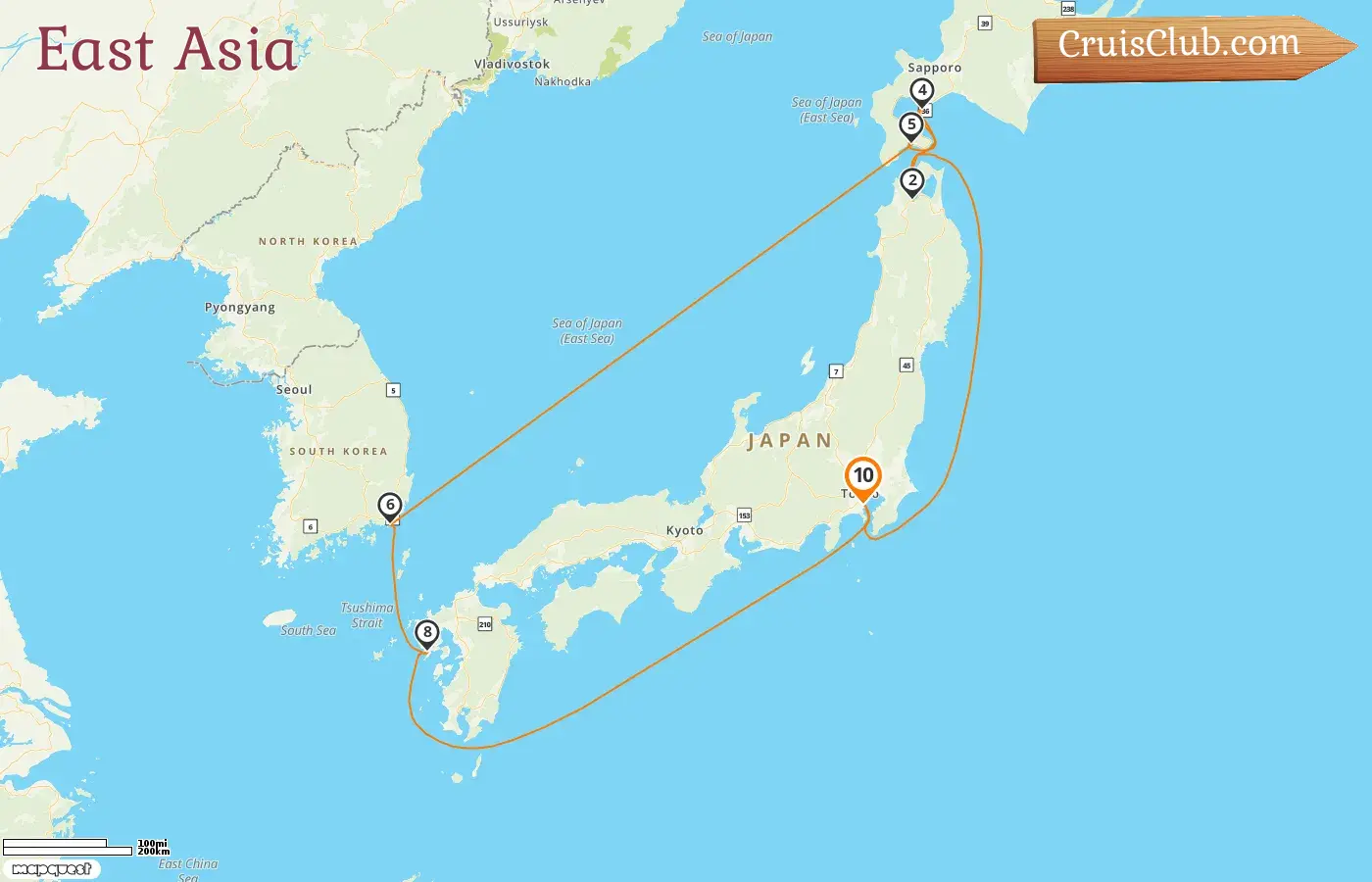 Cruise in the East Asia from Yokohama aboard Diamond Princess ship with visits to Japan and South Korea for 10 days