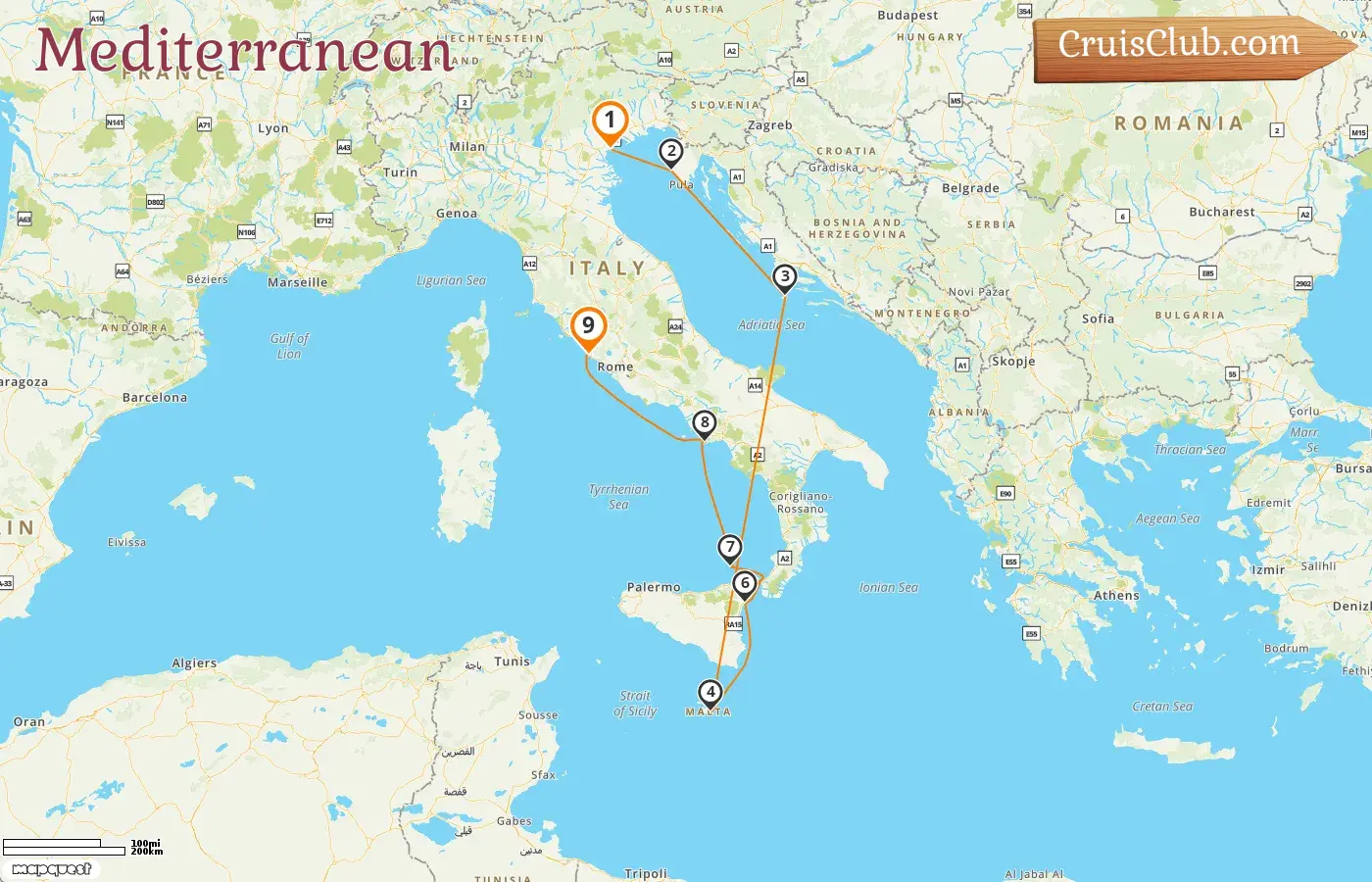 Cruise in the Mediterranean from Fusina to Civitavecchia aboard Seabourn Ovation ship with visits to Italy, Croatia, and Malta for 9 days
