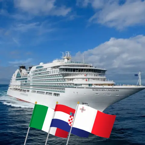Cruise in the Mediterranean from Fusina to Civitavecchia aboard Seabourn Ovation ship with visits to Italy, Croatia, and Malta for 9 days