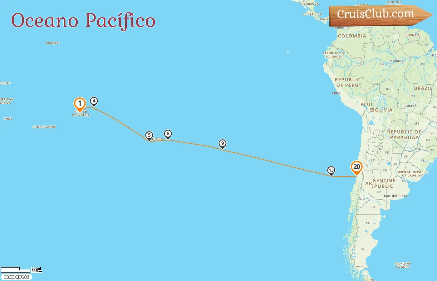 Cruzeiro no Oceano Pacífico de Papeete a San Antonio a bordo do navio Seabourn Pursuit com visitas à Polinésia Francesa, Pitcairn e Chile por 20 dias