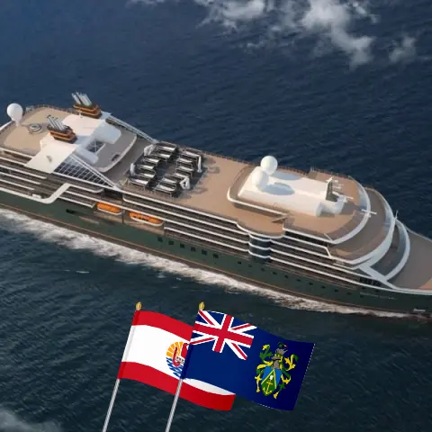 Cruise in the Pacific Ocean from Papeete to San Antonio aboard Seabourn Pursuit ship with visits to French Polynesia, Pitcairn, and Chile for 20 days