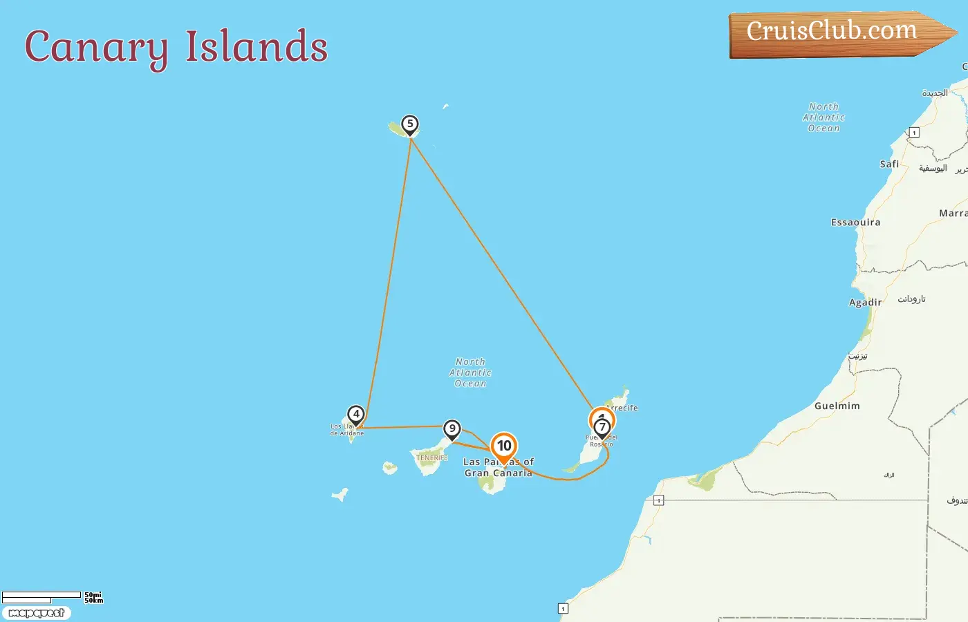 Cruise in the Canary Islands from Puerto del Rosario to Las Palmas aboard AIDAmar ship with visits to Spain for 10 days