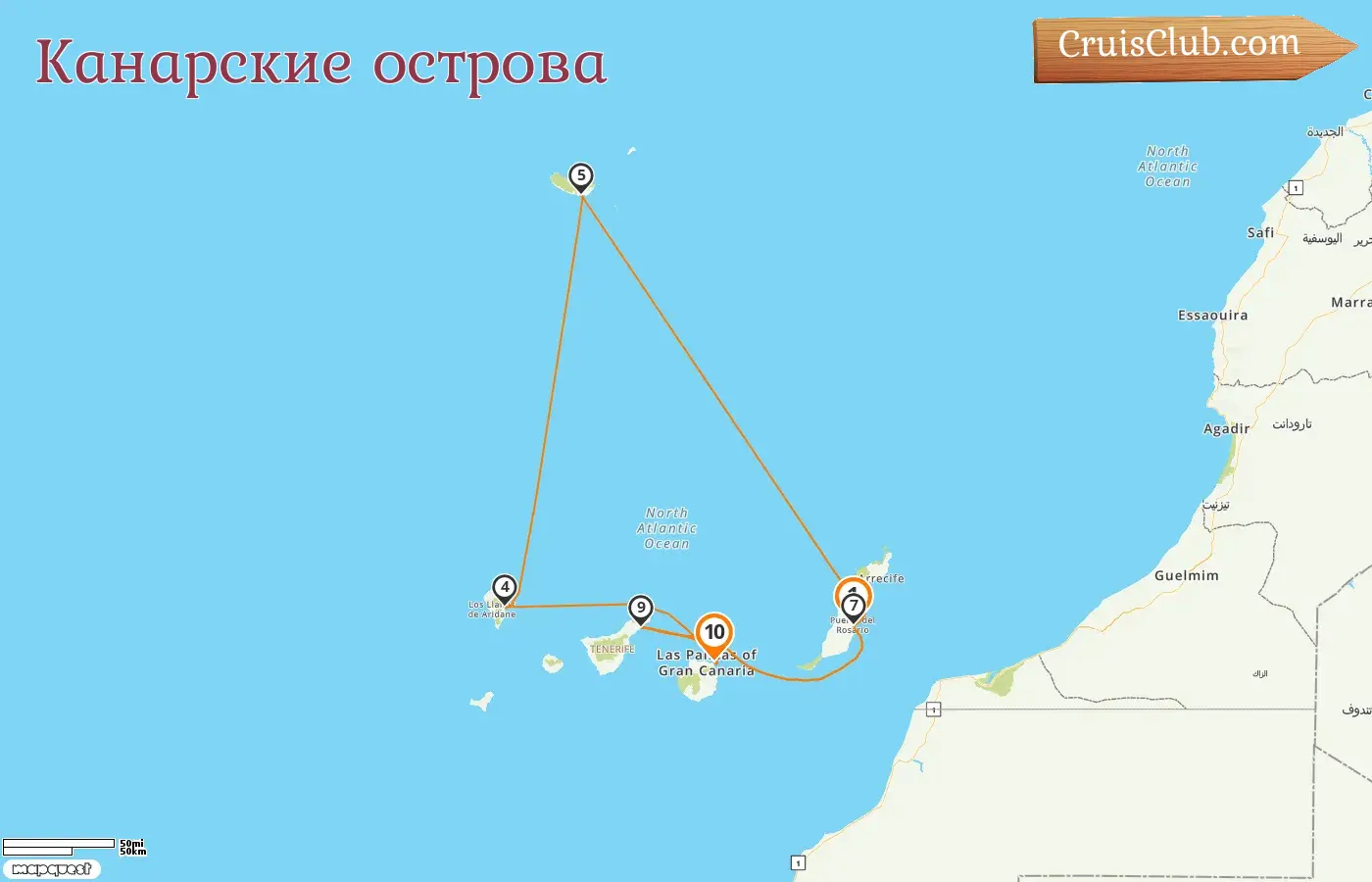 Круиз по Канарским островам из Пуэрто-дель-Росарио в Лас-Пальмас на судне AIDAmar с посещением Испании на 10 дней