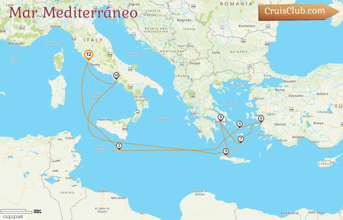 Crucero por el Mediterráneo desde Civitavecchia a bordo del barco Celebrity Ascent con visitas a Italia, Malta, Grecia y Turquía durante 12 días