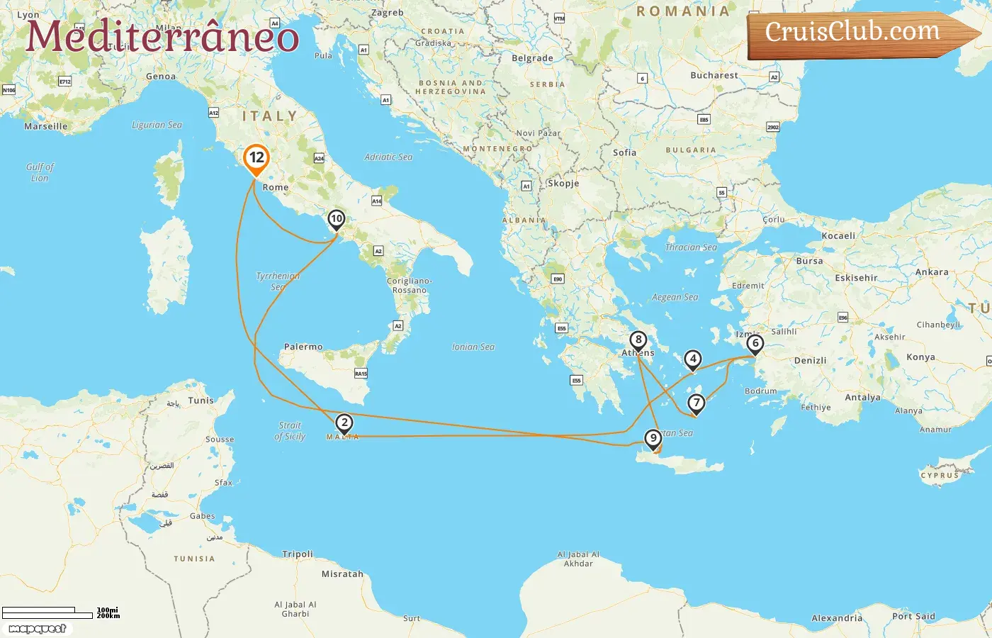 Cruzeiro no Mediterrâneo de Civitavecchia a bordo do navio Celebrity Ascent com visitas à Itália, Malta, Grécia e Turquia por 12 dias