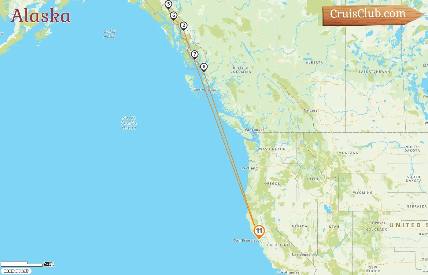 Cruise in the Alaska from San Francisco aboard Ruby Princess ship with visits to USA and Canada for 11 days