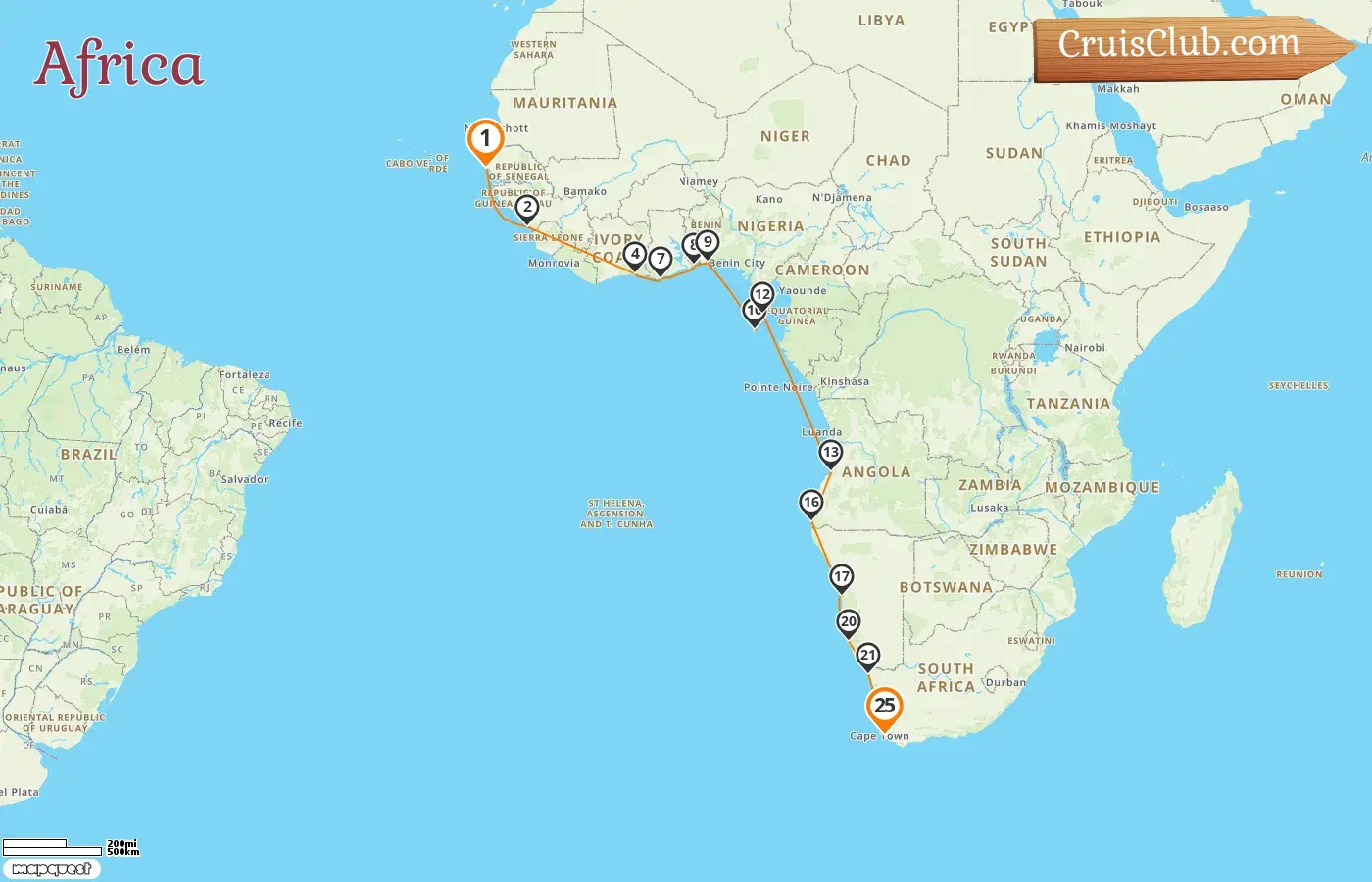 Cruise in the Africa from Dakar to Cape Town aboard HANSEATIC nature ship with visits to Senegal, Guinea, Ghana, Togo, Sao Tome and Principe, Angola, Namibia, and South Africa for 25 days