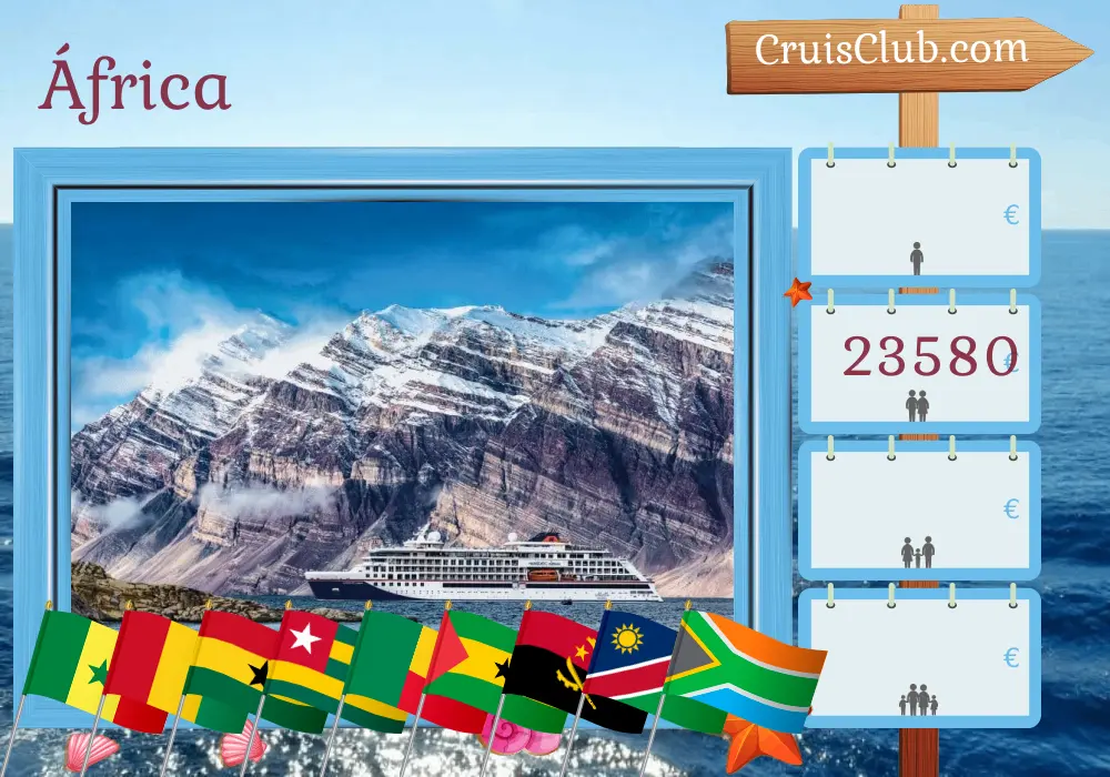 Crucero en África de Dakar a Ciudad del Cabo a bordo del barco HANSEATIC nature con visitas a Senegal, Guinea, Ghana, Togo, Santo Tomé y Príncipe, Angola, Namibia y Sudáfrica durante 25 días