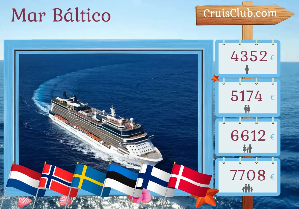 Cruzeiro no Mar Báltico a partir de Amsterdã a bordo do navio Celebrity Eclipse com visitas à Holanda, Noruega, Suécia, Estônia, Finlândia e Dinamarca por 13 dias