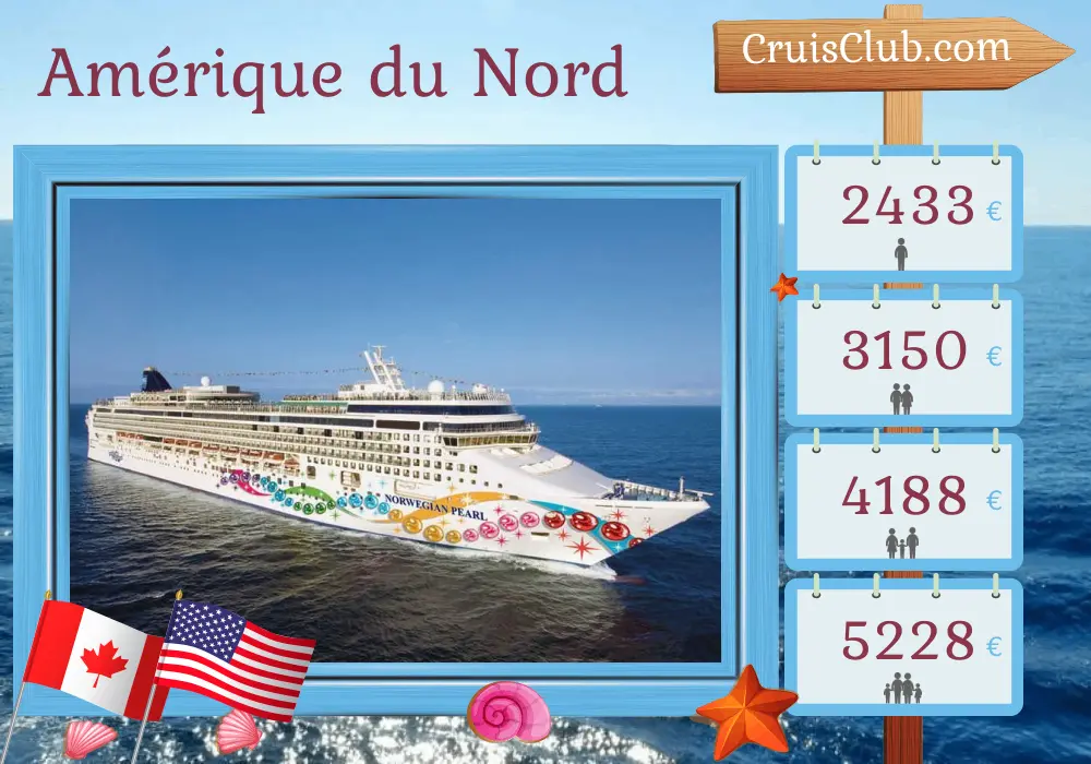 Croisière en Amérique du Nord de Québec à Philadelphia à bord du navire Norwegian Pearl avec des visites au Canada et aux États-Unis pendant 11 jours