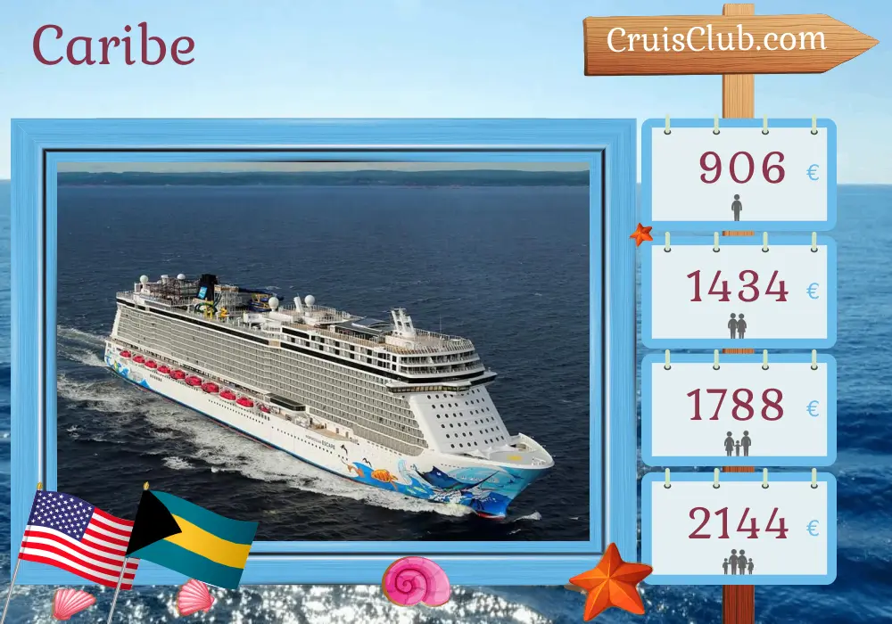 Cruzeiro no Caribe a partir de Port Canaveral / Orlando a bordo do navio Norwegian Escape com visitas aos EUA e Bahamas por 4 dias