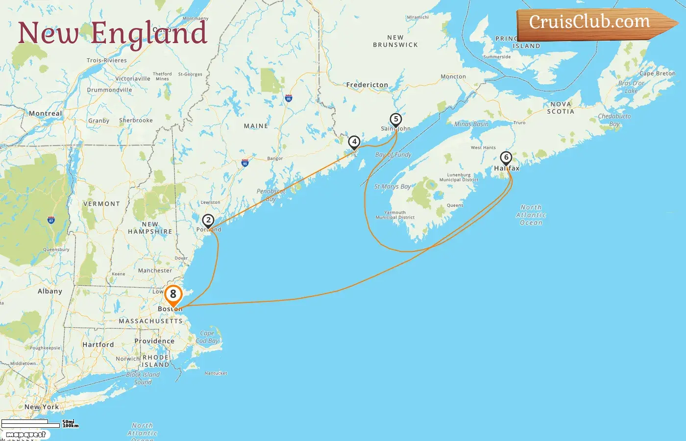 Cruise in the New England from Boston aboard Norwegian Breakaway ship with visits to USA and Canada for 8 days