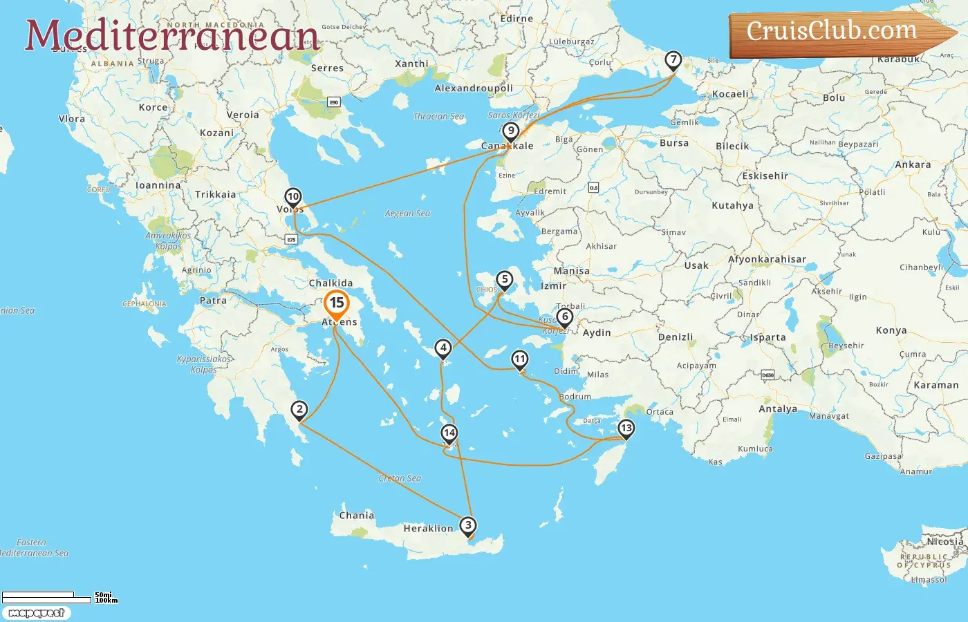 Cruise in the Mediterranean from Piraeus aboard Seabourn Ovation ship with visits to Greece and Turkey for 15 days