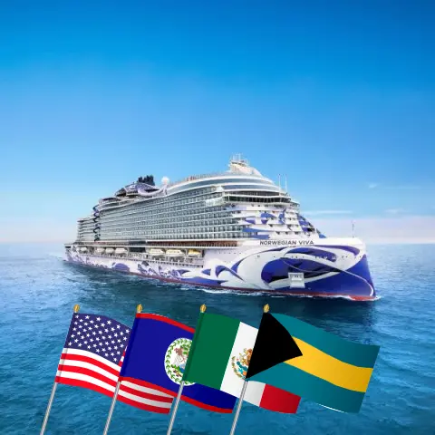 Cruise in the Western Caribbean from Miami aboard Norwegian Viva ship with visits to USA, Honduras, Belize, Mexico, and Bahamas for 8 days