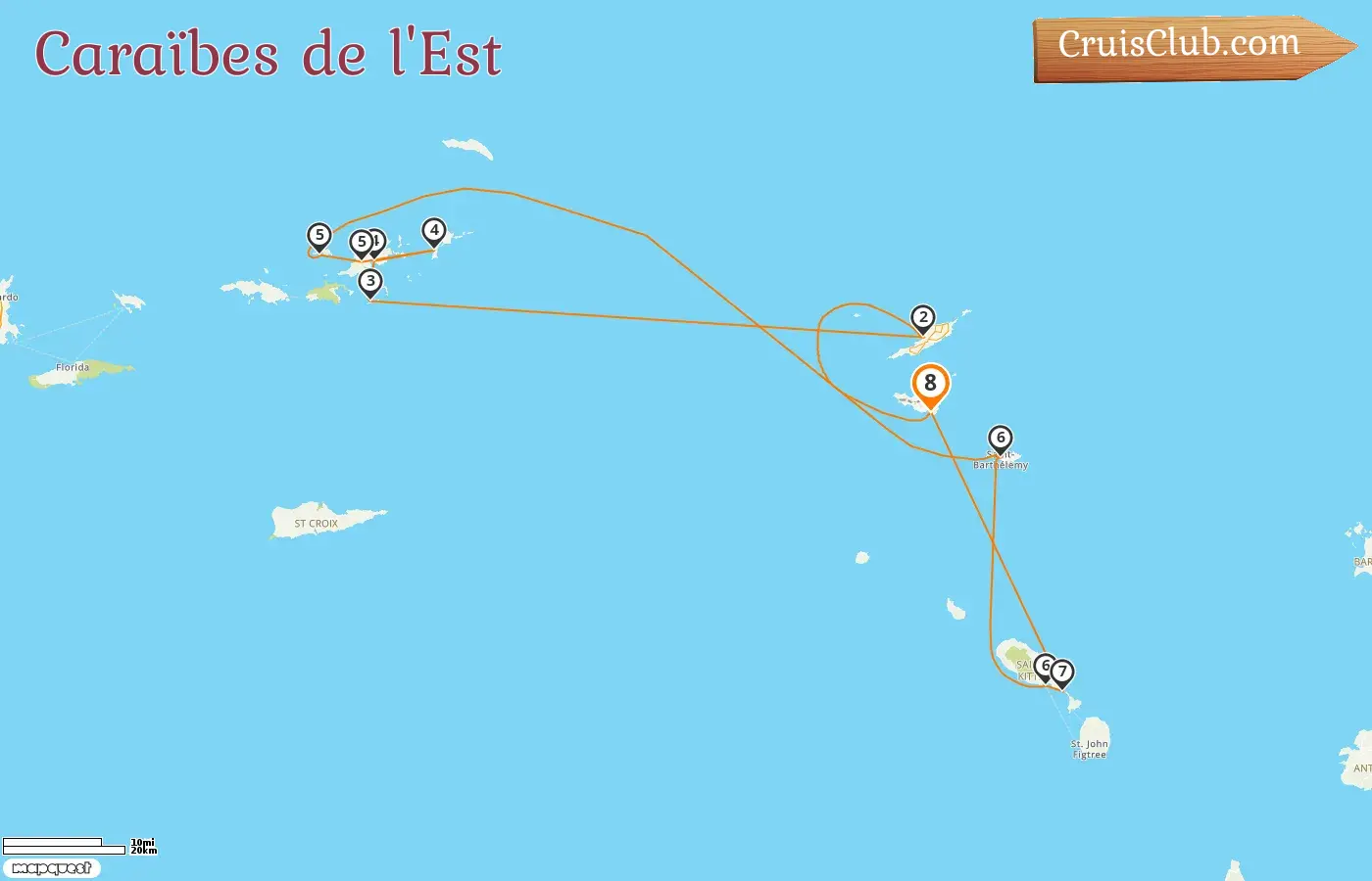 Croisière dans les Caraïbes orientales depuis Philipsburg à bord du navire Star Flyer avec escales dans les îles Vierges britanniques, Saint-Barthélemy et Saint-Christophe-et-Niévès pendant 8 jours