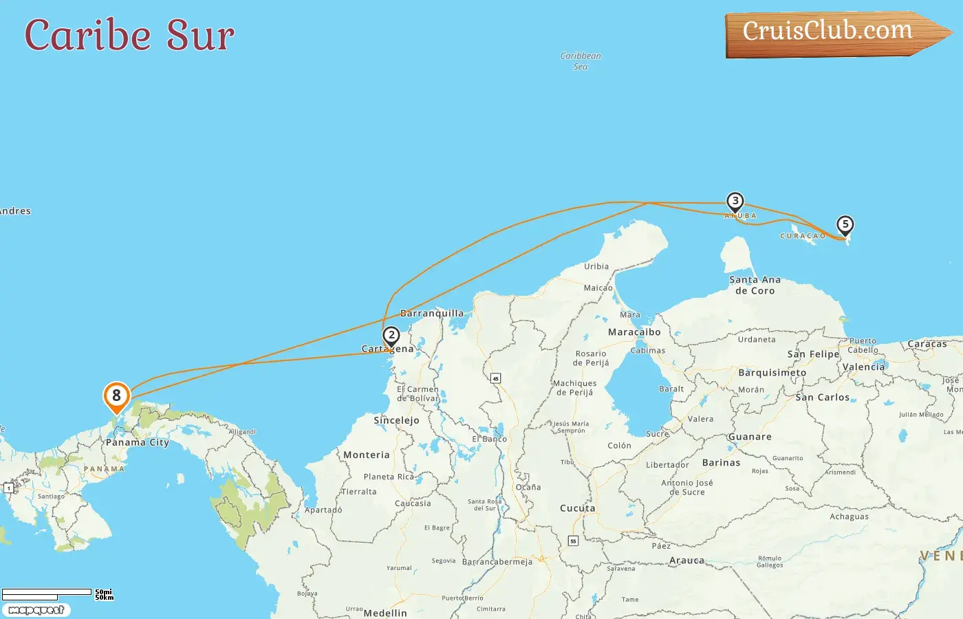 Crucero por el Caribe del Sur desde Colonia a bordo del barco Grandeur of the Seas con visitas a Panamá, Colombia y Aruba durante 8 días