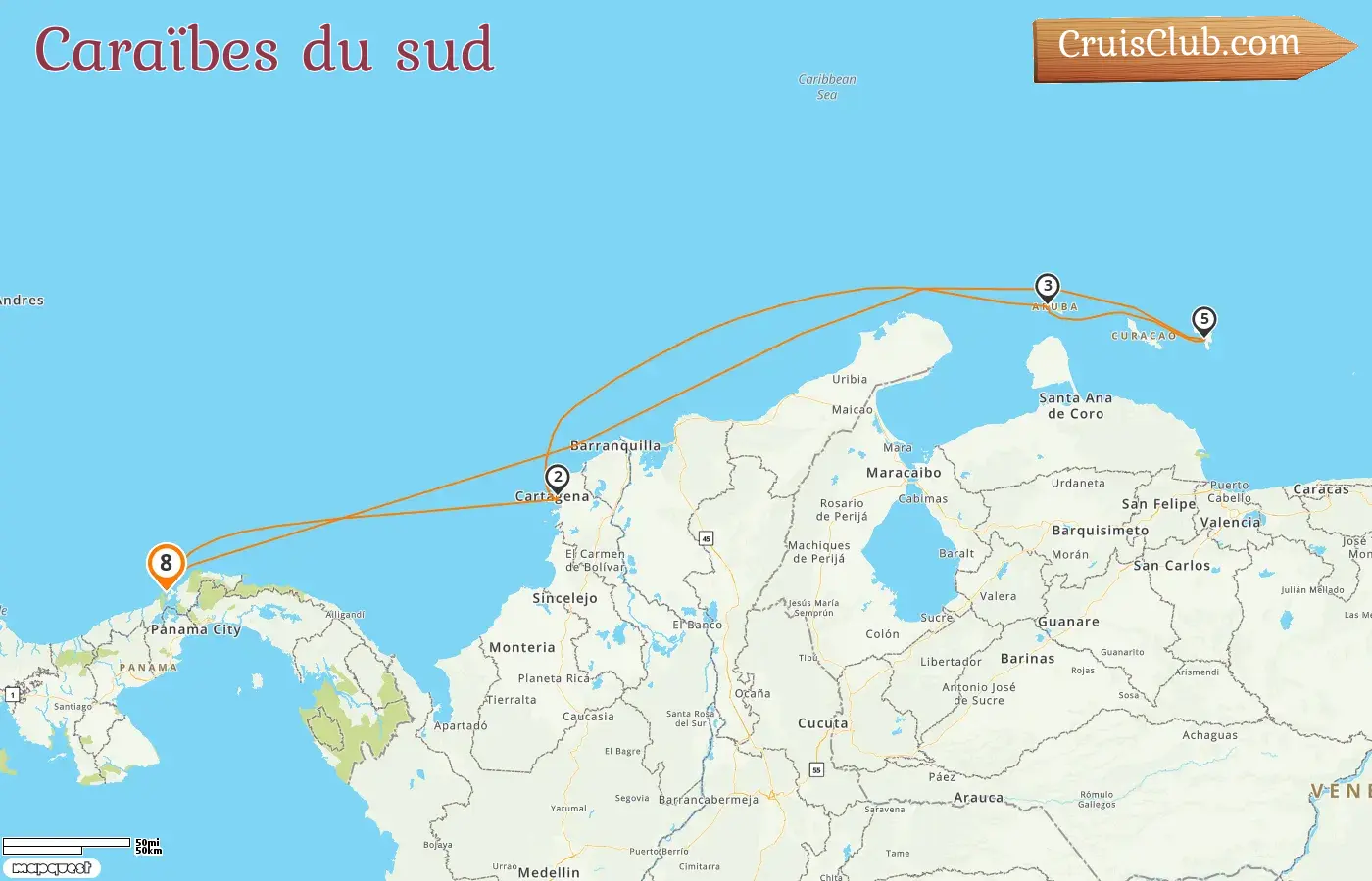 Croisière dans les Caraïbes du Sud au départ de Cologne à bord du navire Grandeur of the Seas avec des escales au Panama, en Colombie et à Aruba pendant 8 jours