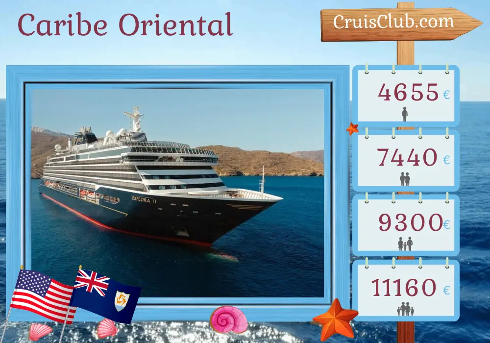 Cruzeiro no Caribe Oriental de Miami para Saint John a bordo do navio EXPLORA II com visitas aos EUA, República Dominicana e Porto Rico por 8 dias