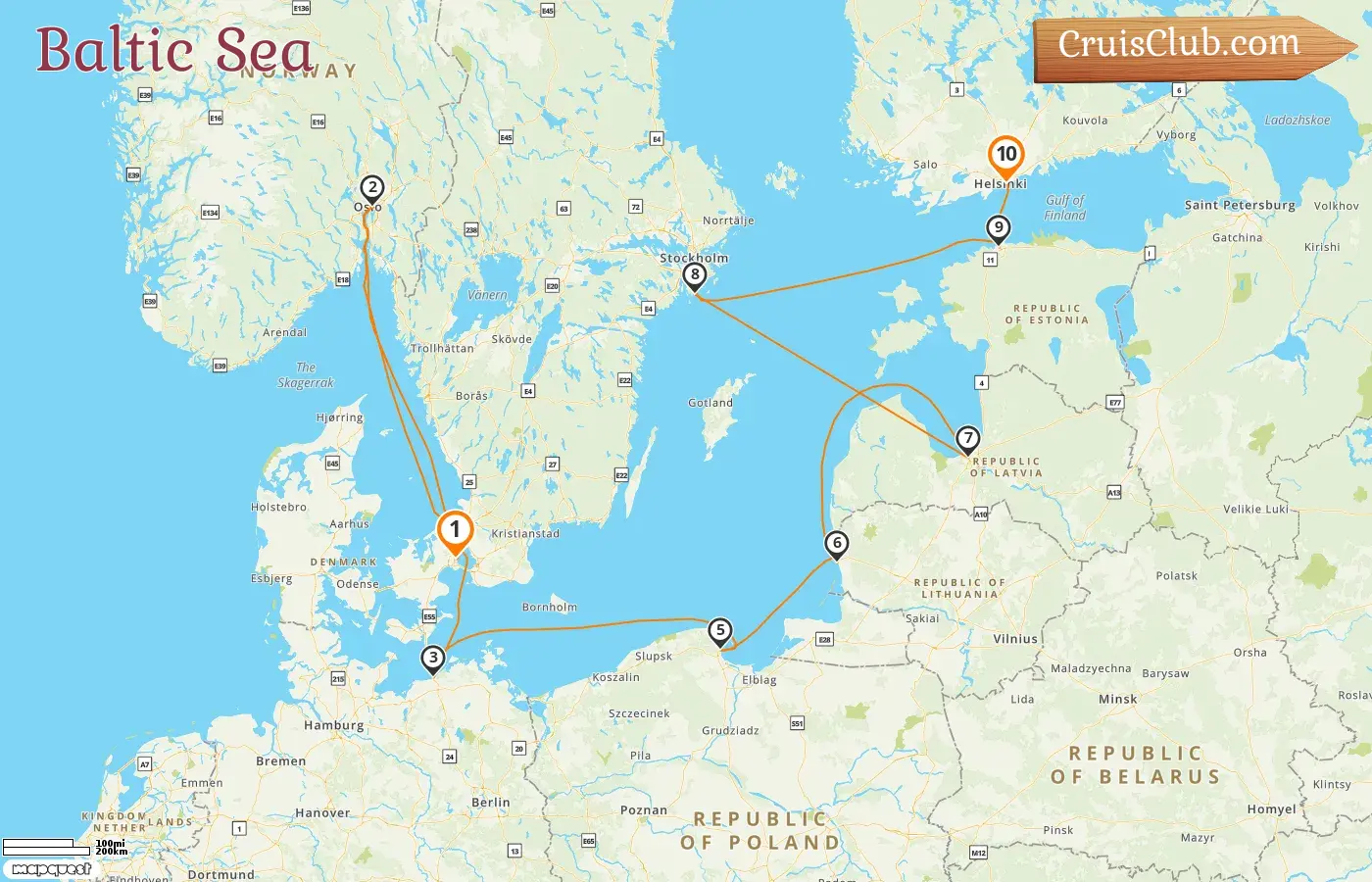 Cruise in the Baltic Sea from Copenhagen to Helsinki aboard Norwegian Jewel ship with visits to Denmark, Norway, Germany, Poland, Lithuania, Latvia, Sweden, Estonia, and Finland for 10 days