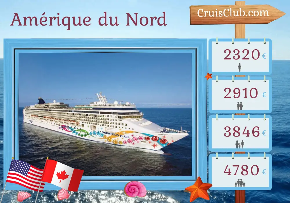 Croisière en Amérique du Nord de Philadelphie à Québec à bord du navire Norwegian Pearl avec des visites aux États-Unis et au Canada pendant 12 jours