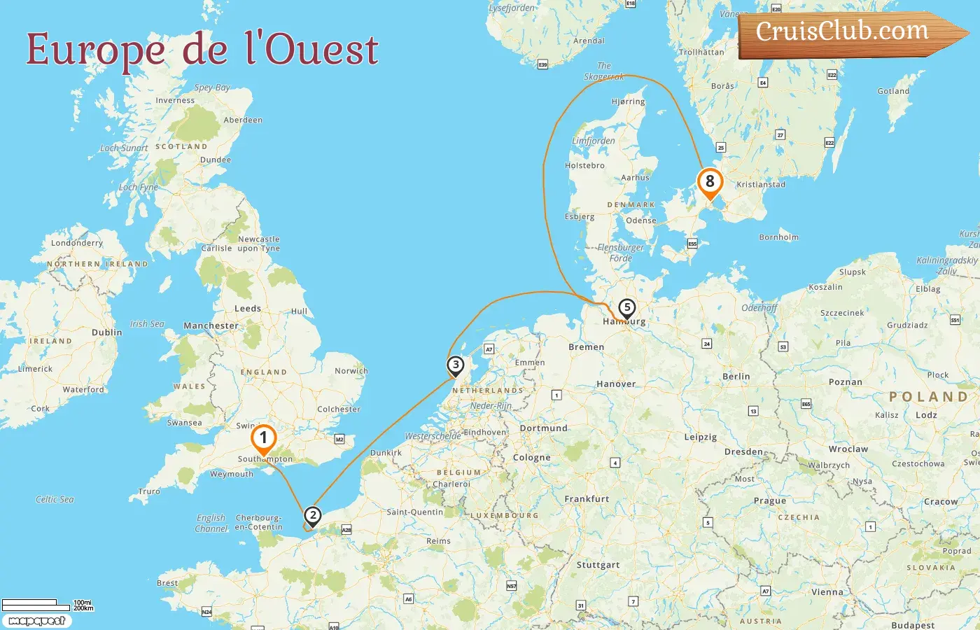 Croisière en Europe de l`Ouest de Southampton à Copenhague à bord du navire Norwegian Star avec des escales en France, aux Pays-Bas, en Allemagne et au Danemark pendant 8 jours