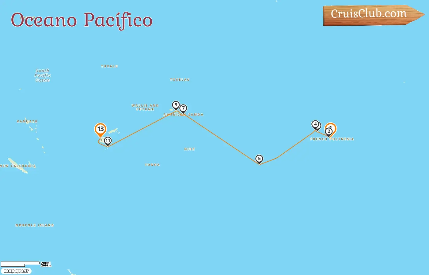 Cruzeiro no Sul do Pacífico de Papeete para Lautoka a bordo do navio Norwegian Spirit com visitas à Polinésia Francesa, Ilhas Cook, Samoa e Fiji por 13 dias