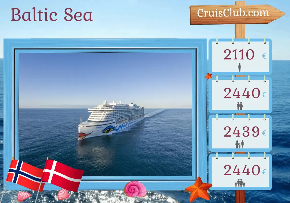 Cruise in the Baltic Sea from Kiel aboard AIDAprima ship with visits to Norway and Denmark for 11 days