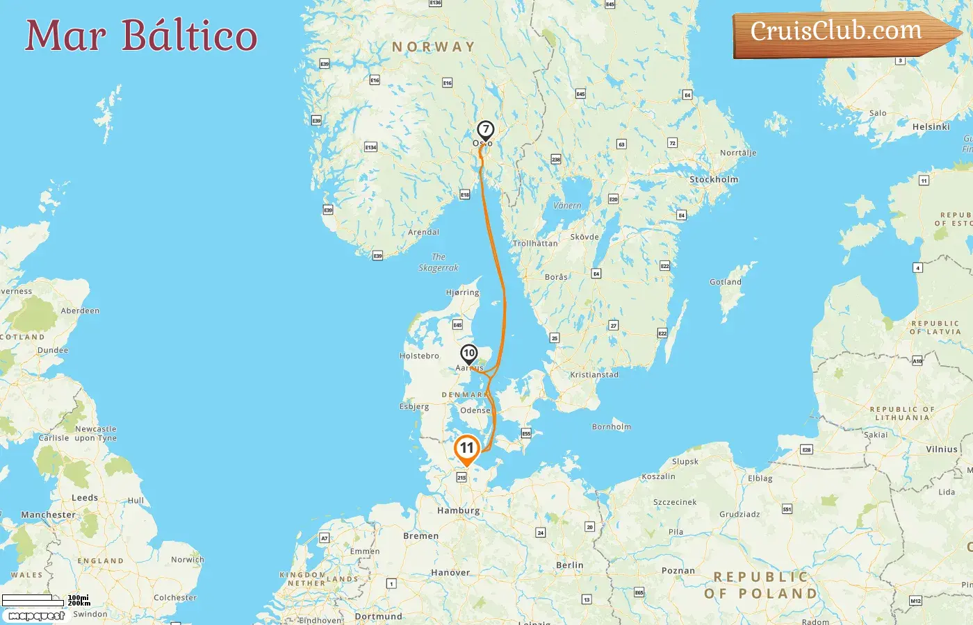 Crucero por el Mar Báltico desde Kiel a bordo del barco AIDAprima con visitas a Noruega y Dinamarca durante 11 días