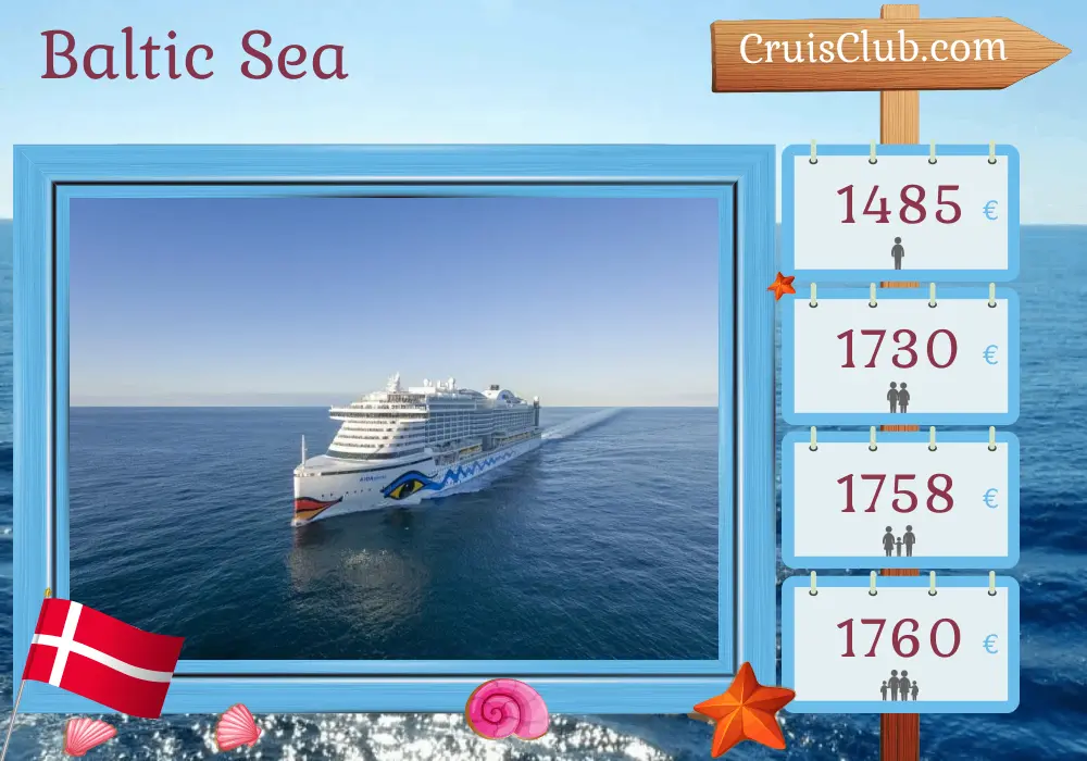 Cruise in the Baltic Sea from Kiel aboard AIDAprima ship with visits to Poland and Denmark for 8 days