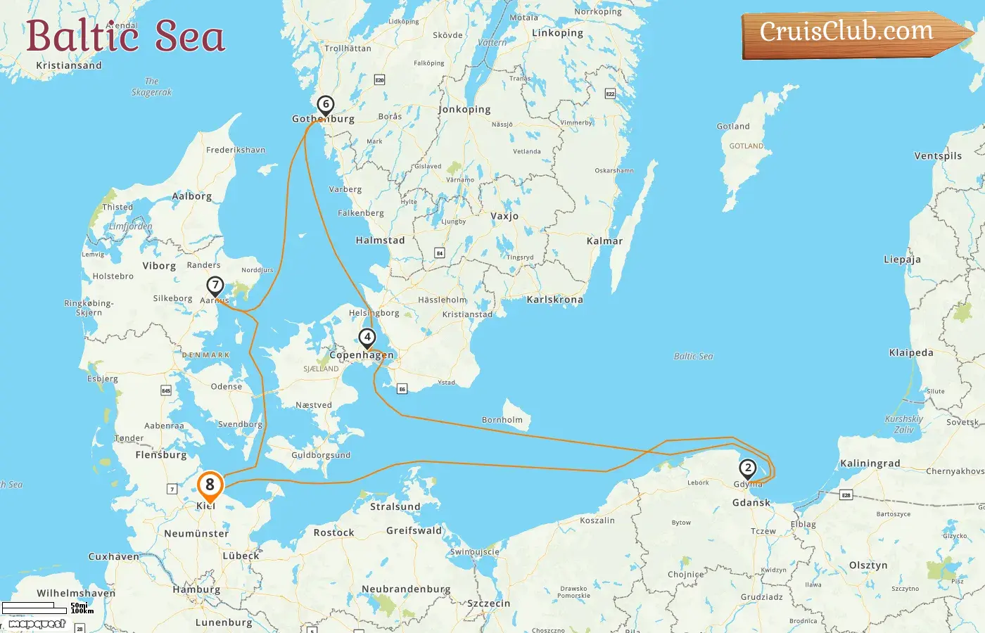 Cruise in the Baltic Sea from Kiel aboard AIDAprima ship with visits to Poland and Denmark for 8 days