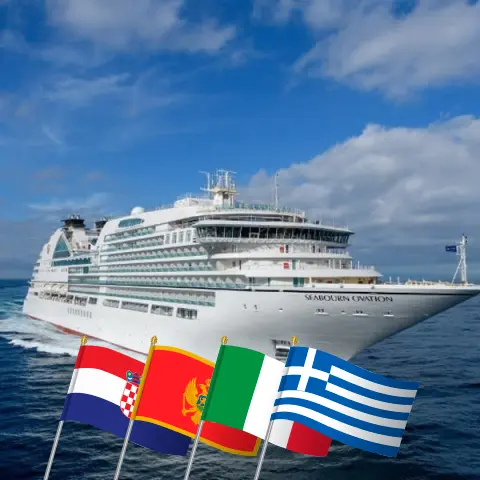 Cruise in the Mediterranean from Dubrovnik to Piraeus aboard Seabourn Ovation ship with visits to Croatia, Montenegro, Italy, and Greece for 8 days