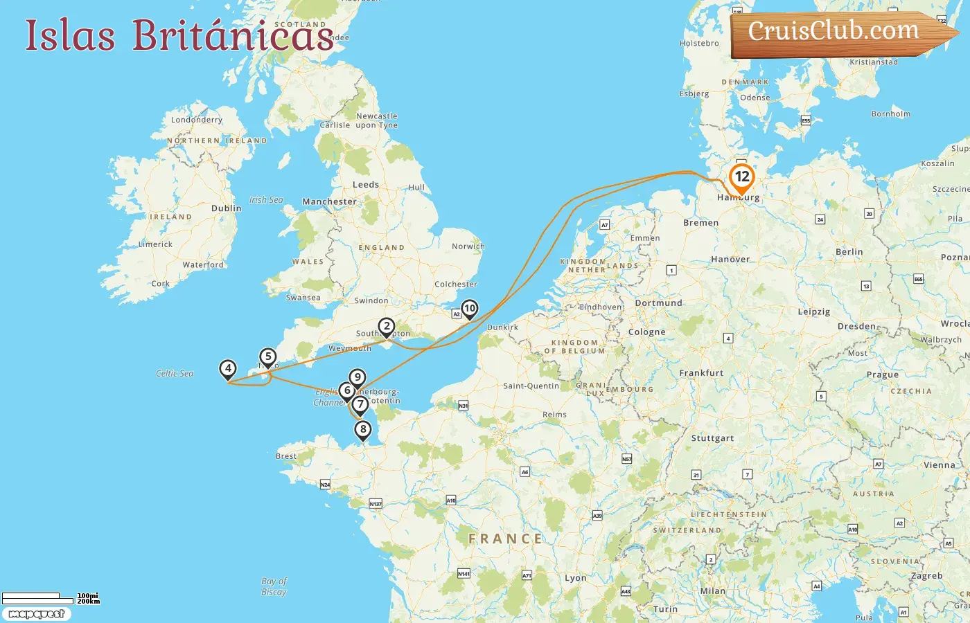 Crucero por las Islas Británicas desde Hamburgo a bordo del MS Hamburg con visitas a Alemania, Guernsey, Jersey y Francia durante 12 días