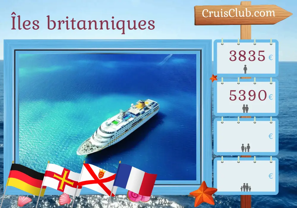 Croisière dans les îles britanniques au départ de Hambourg à bord du navire MS Hamburg avec des visites en Allemagne, à Guernesey, à Jersey et en France pour 12 jours