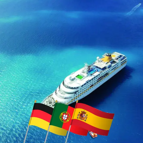 Cruise in the Atlantic from Hamburg aboard MS Hamburg ship with visits to Germany, Portugal, Morocco, and Spain for 36 days