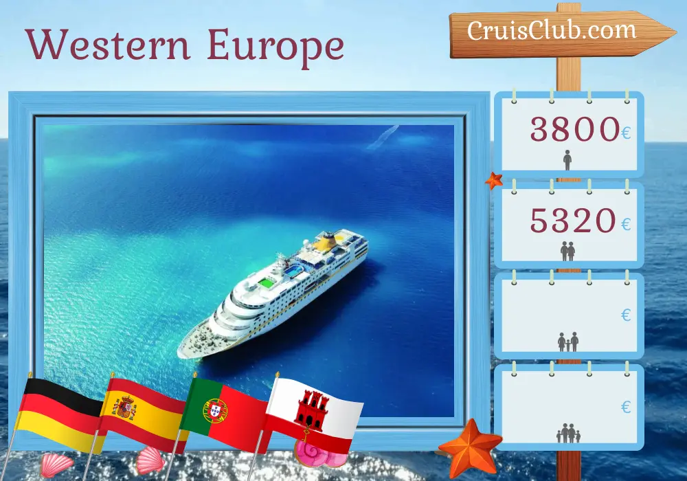 Cruise in the Western Europe from Hamburg to Ibiza aboard MS Hamburg ship with visits to Germany, Spain, Portugal, and Gibraltar for 13 days